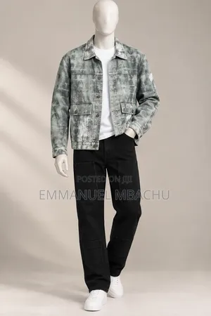 Men’s Denim Jacket and Black Cargo Jeans Set
