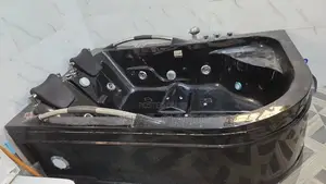 Black Double (2-Person) Corner Jacuzzi / Whirlpool Bathtub