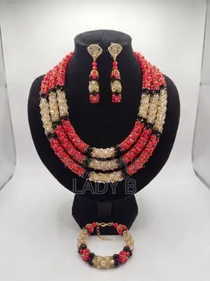 Elegant Royal Red, Crystal and Black Traditional/Bridal Bead Set