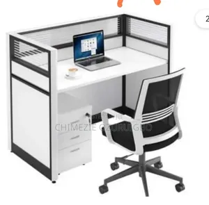 Single Sitter White and Black Glass Cubicle Workstation