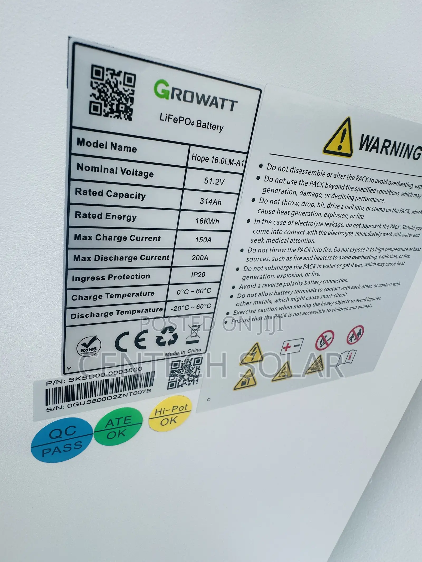 16kwh Growatt Lithium Battery