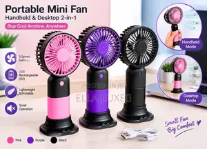 Mini Breeze USB Rechargeable Fan" (Pink, Purple Black)