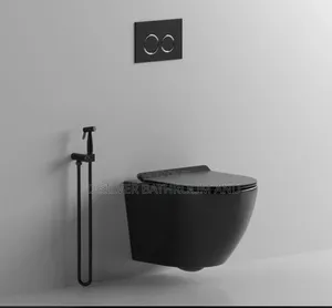 Wall Hung Black Water Closet With Soft Close Seat