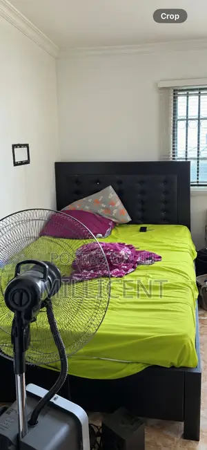 Black Tufted Bed Frame for Sale With Side Table