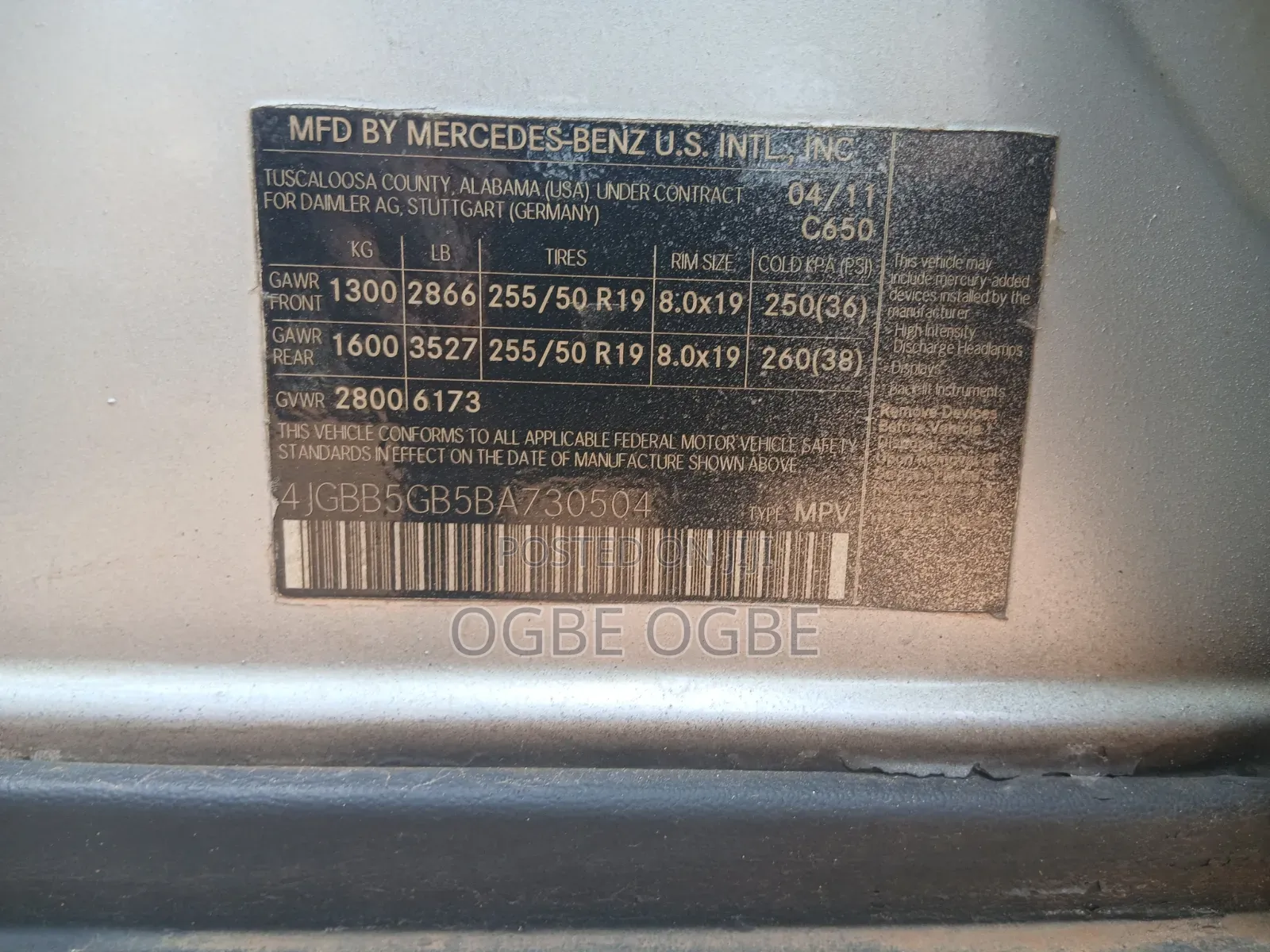 Mercedes-Benz M Class 2011 Silver