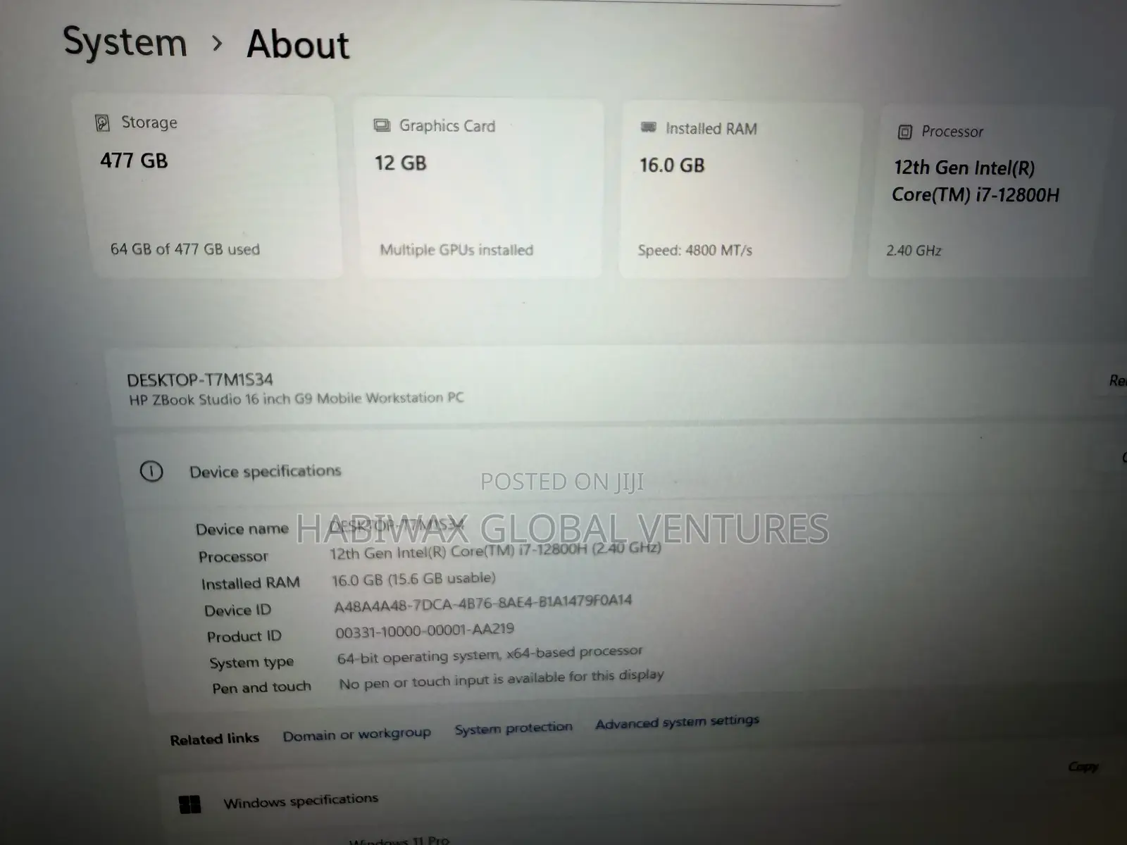 Laptop HP ZBook 16 Studio G10 16GB Intel Core i7 SSD 512GB