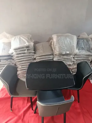 Imported Restaurant Dining Table Set by 3-Seater With Black Metal Legs