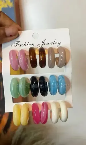 Acrylic Hoop Earrings Set - Colorful C-Shaped Earrings