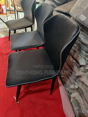 Modern Dining Chair Set Padded Leather With Black Metal Legs