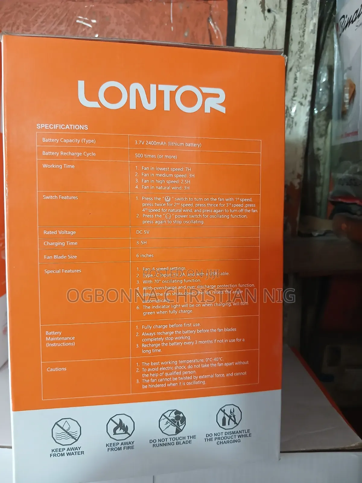 Lontor Mini Rechargeable Fan
