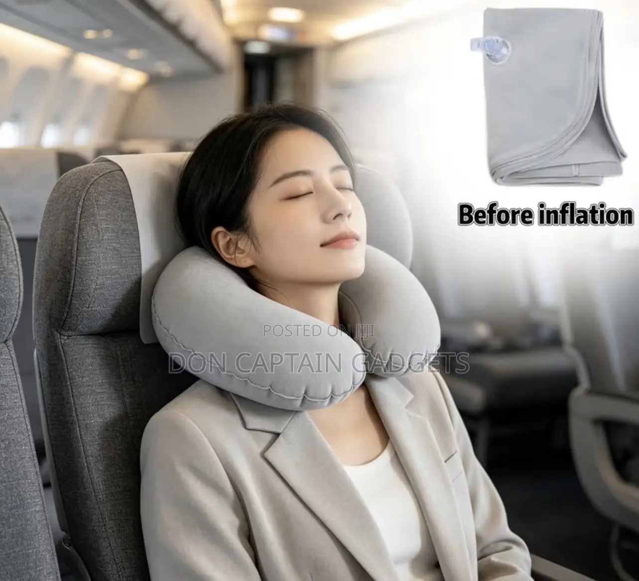 Foldable Inflatable Ergonomic Neck Pillow, Pocket Sized Travel Office