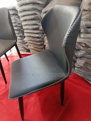 Imported Dining Chair Padded Leather With Black Metal Leg