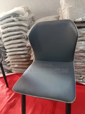 Imported Dining Chair Padded Leather With Black Metal Leg