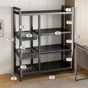 Multi-Layer Kitchen Storage Rack With Pull-Out Baskets Wheels