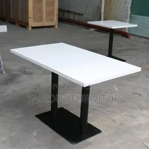 Quality Rectangular Restaurant Wooden Table With Metal Pol Legs