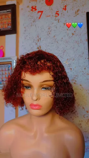 Wine Color Fringe Short Hair