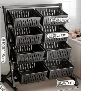 ​4-Tier Double-Column Rolling Storage Cart