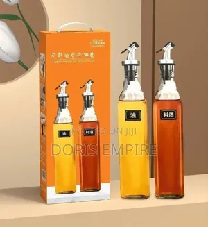 2pcs Leak Proof Glass Oil Vinegar Bottle Dispenser With Pourer
