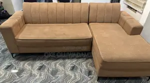 Modern L-Shaped Sofa With Chaise | Brown Fabric Sectional Sofa