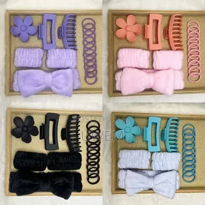 7in1 Luxury Spa Headband With Claw Clips,Hair Ties and Wrist Band