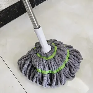 Self Squeezing or Twisting Spin Rotating Cotton Pad Mop(grey Green