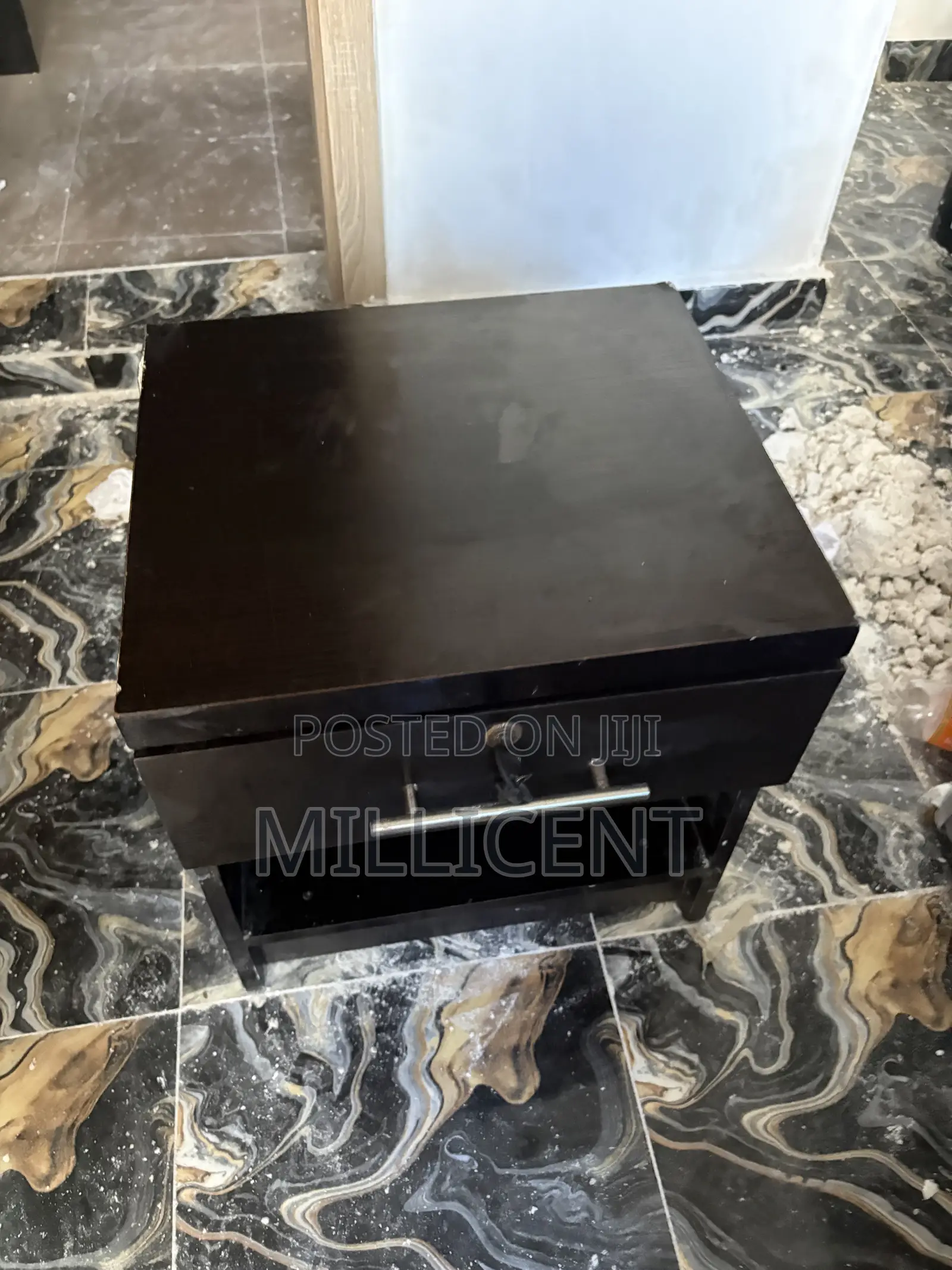 Black Tufted Bed Frame for Sale With Side Table