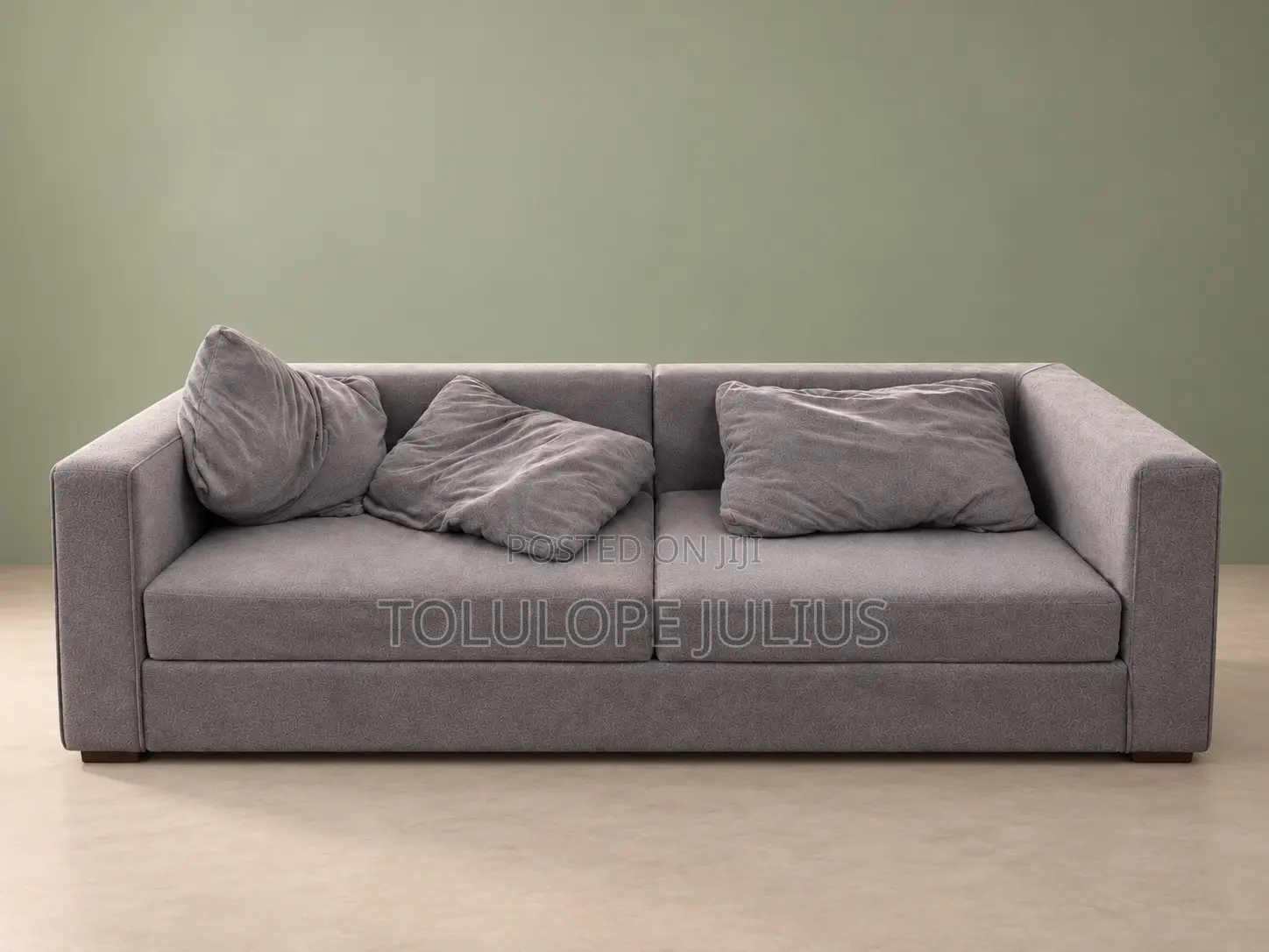 Title: Large Grey 3-Seater Modular Fabric Sofa
