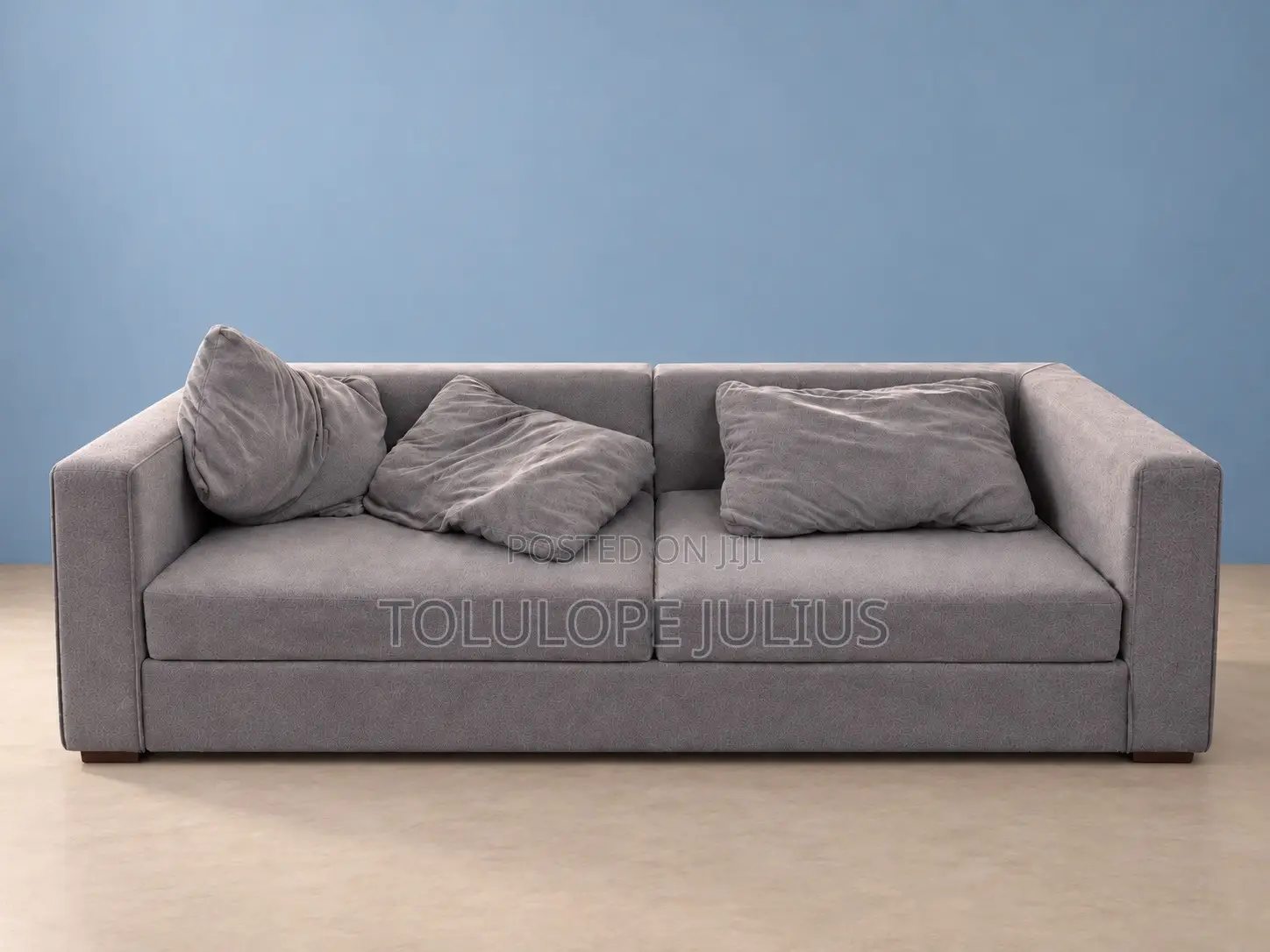 Title: Large Grey 3-Seater Modular Fabric Sofa