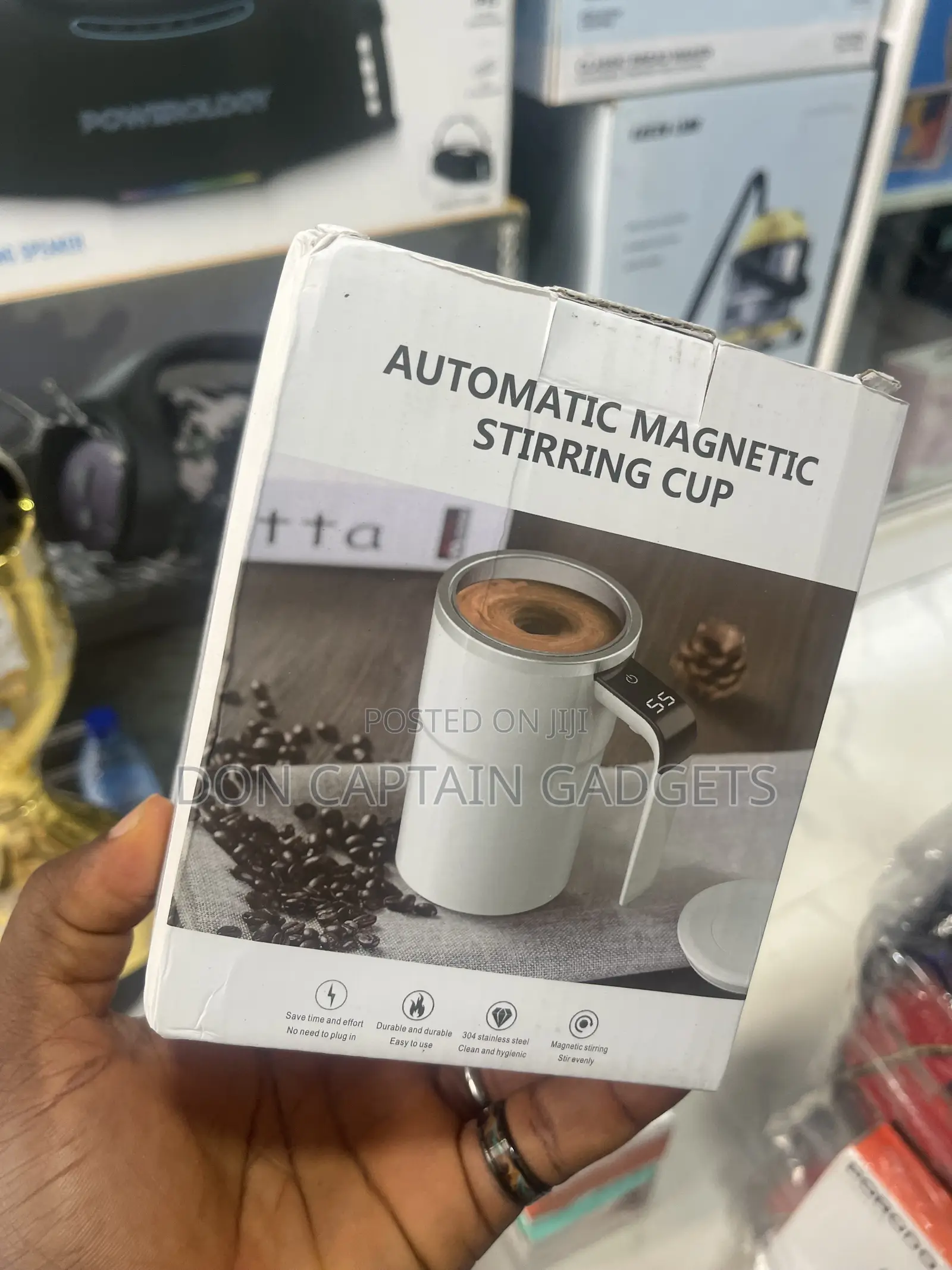 304 Stainless Automatic Stirring Coffee Mug With Temperature Display