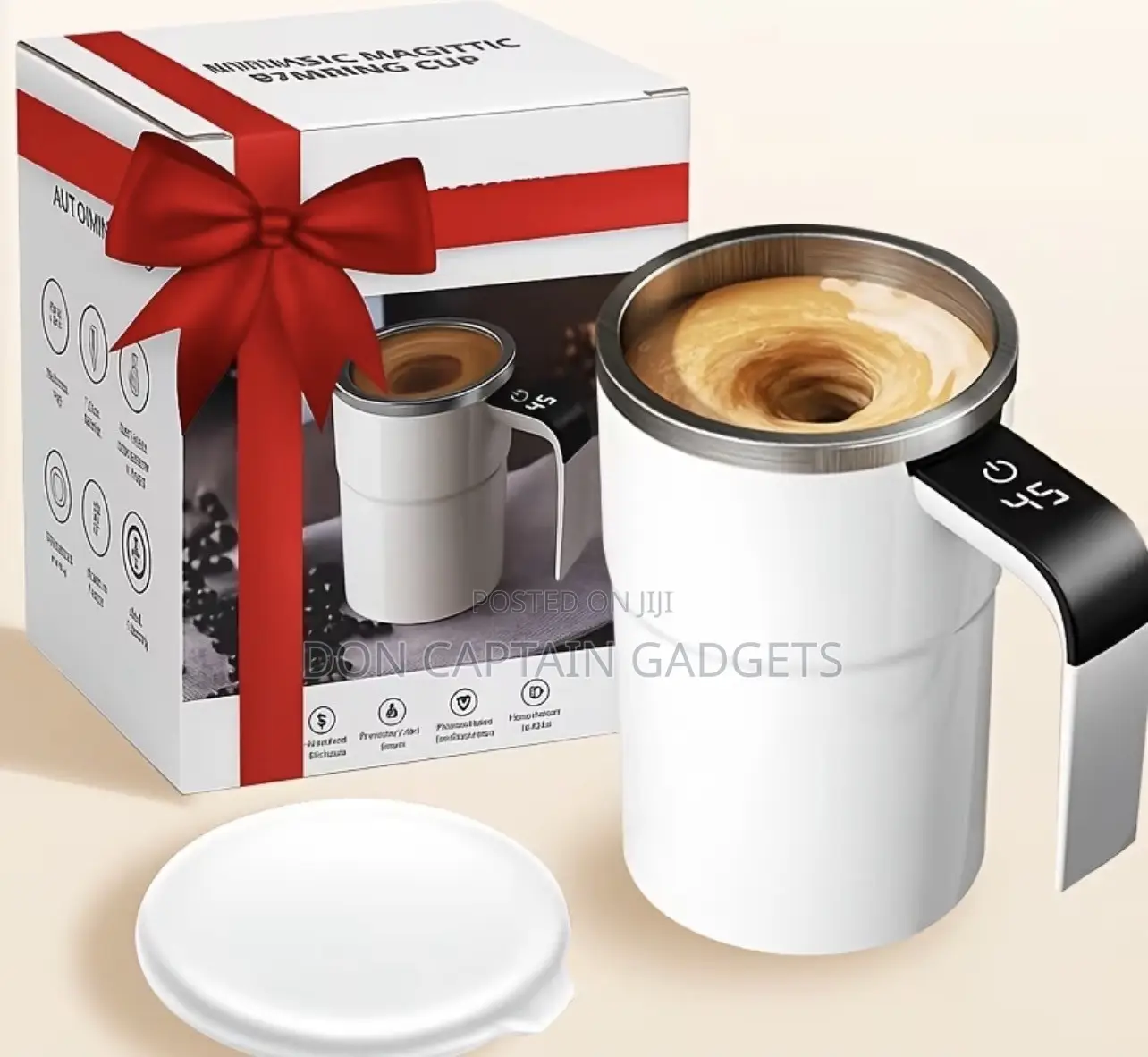 304 Stainless Automatic Stirring Coffee Mug With Temperature Display