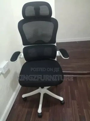 A Modern Black-and-White Ergonomic Mesh Office Chair