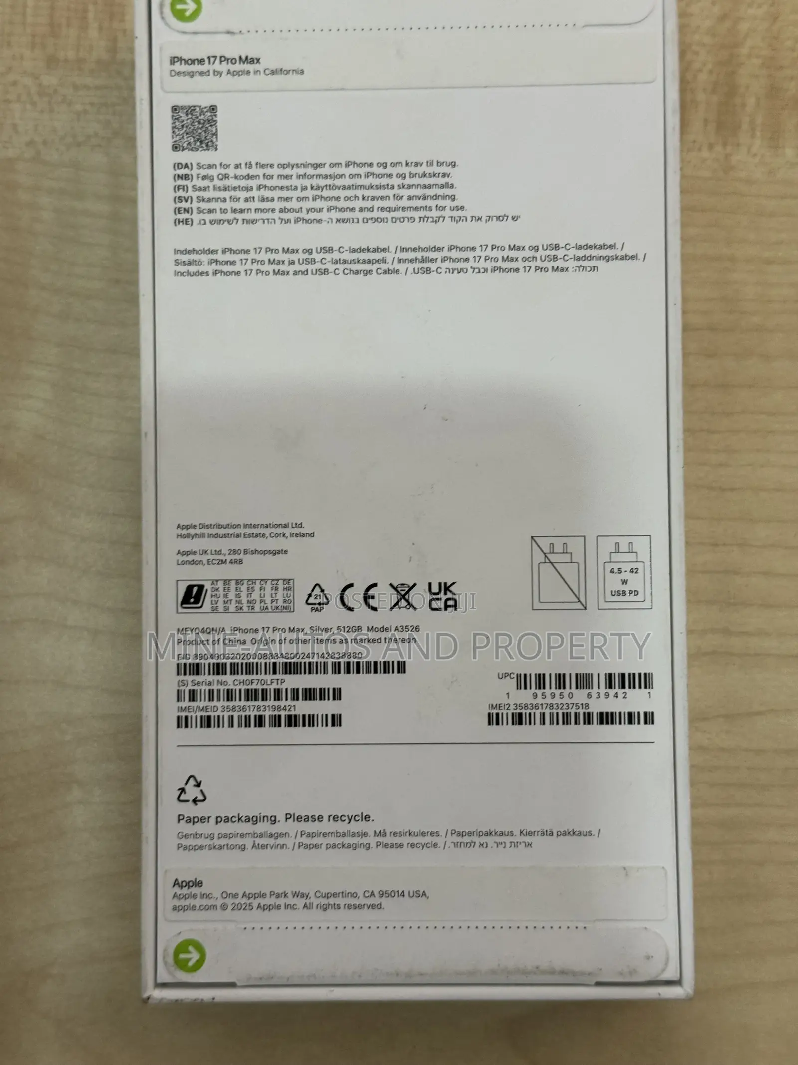 New Apple iPhone 17 Pro Max 256 GB White