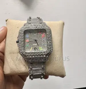 Luxury Iced-Out Cartier Style Wristwatch (Premium Quality)