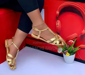 Criss Cross Gladiator Flat Sandals for Ladies - Gold Black Rose Gold
