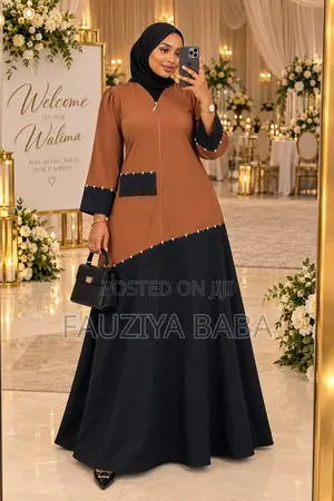 Burnt Orange Black Stone Abaya | Elegant Modest Wear