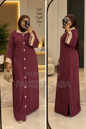 Elegant Striped Kaftan Dress | Office Casual Wear