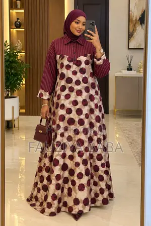 Maroon Stripe Floral Flowy Dress | Modest Wear
