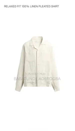 Zara Relaxed Fit 100% Linen Pleated Shirt