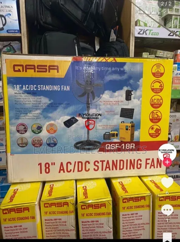 Qasa Solar Standing Fan AC/DC