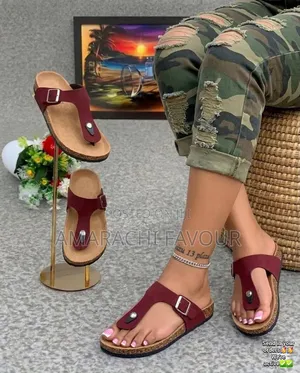 Cork Bed Toe-Thong Sandals for Ladies - Maroon Green Pink Yellow White