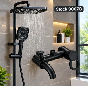 Quality Matte Black Standing Shower Complete Set