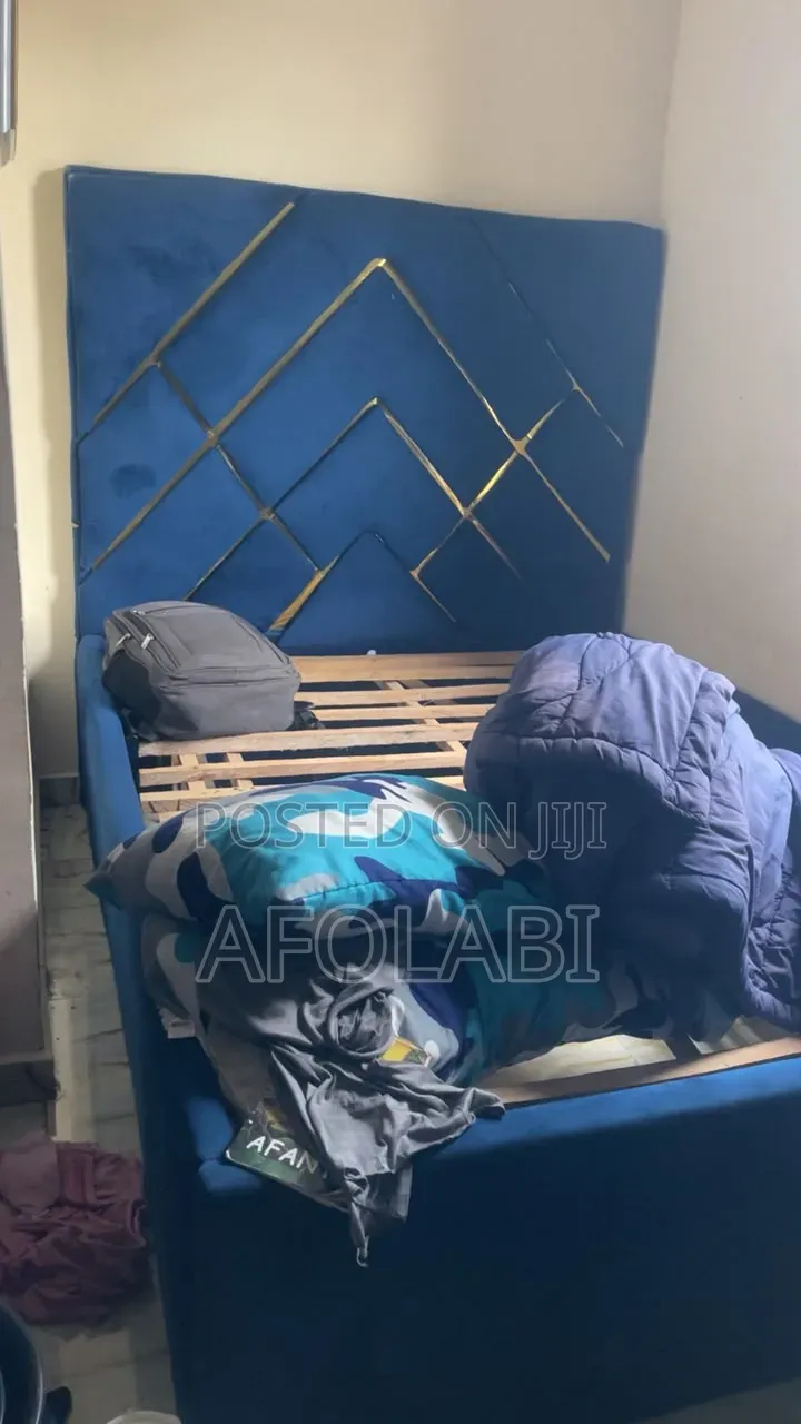 Blue and Gold Color Bed Frame