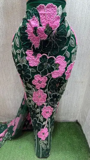 Luxurious Flowery Beaded Lace