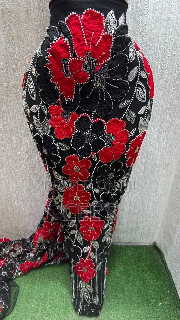Luxurious Flowery Beaded Lace