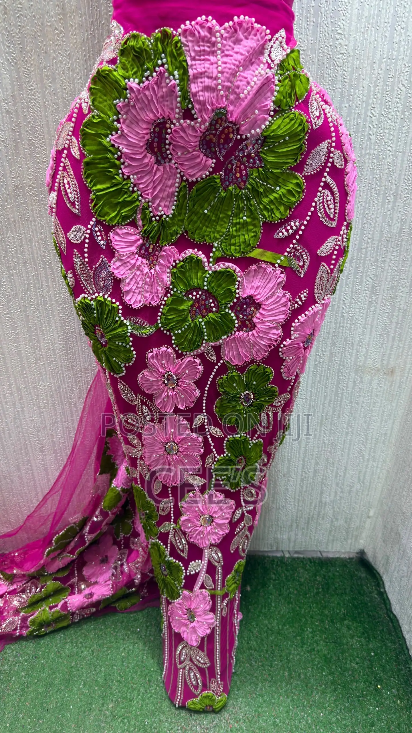 Luxurious Flowery Beaded Lace