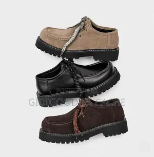 FDCP Men's Chunky Sole Suede Leather Moc-Toe Derby Shoes Size 40-46