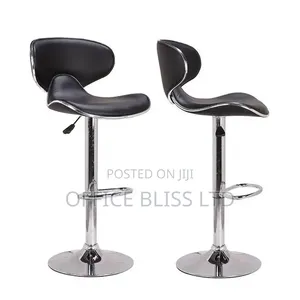 360° Swivel Comfort Leather Bar Stool - Black
