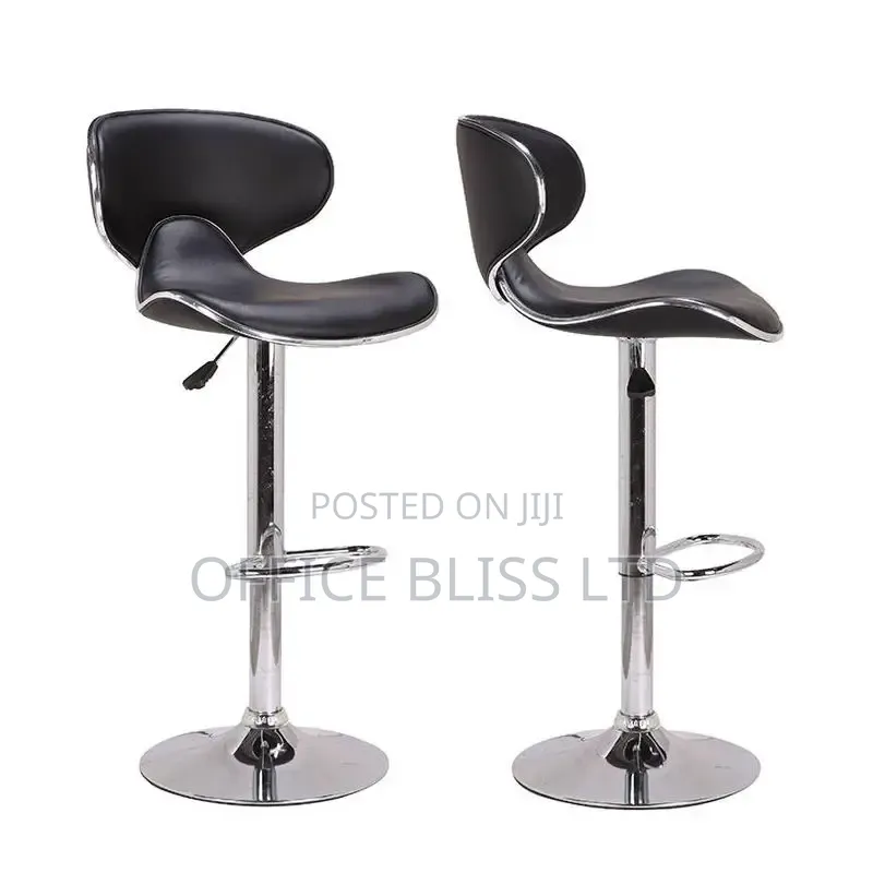 360° Swivel Comfort Leather Bar Stool - Black