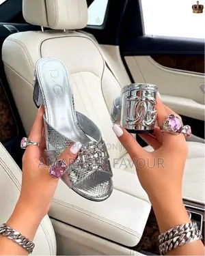 Crystal Buckle Block Heel Mules - Silver Gold Black - 2.5inch Heel