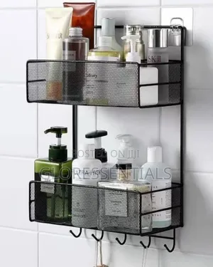 Double Layer Bathroom Rack Multipurpose Metal Mesh Hanger
